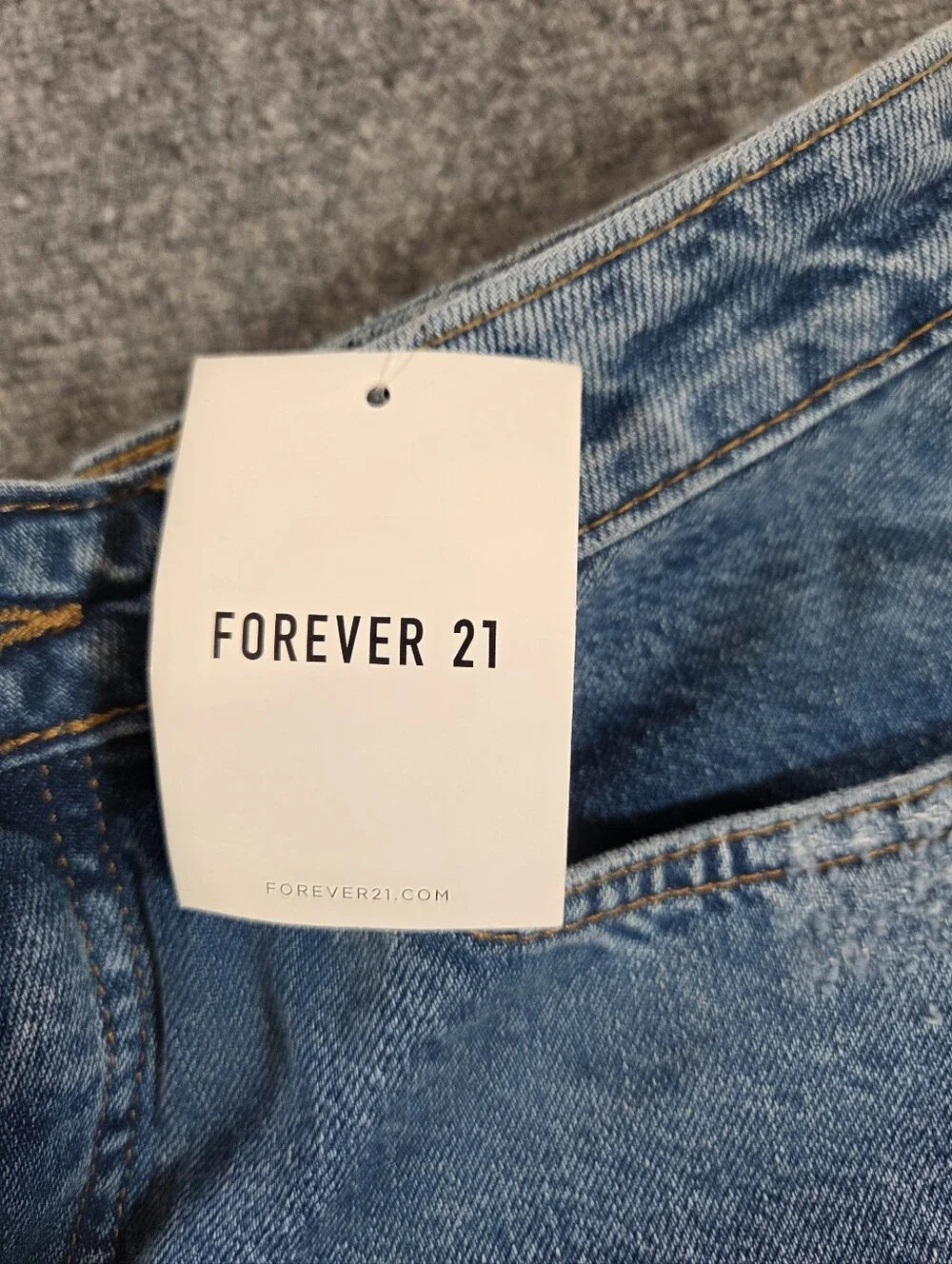 Forever‎ 21 Premium Distressed Denim Shorts Size 28 High Rise Cuffed Raw Hem NWT
